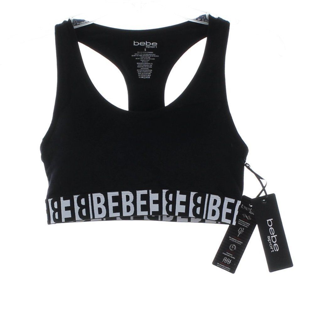 NWT Bebe Sport Black Racerback Sports Bra - Size Small